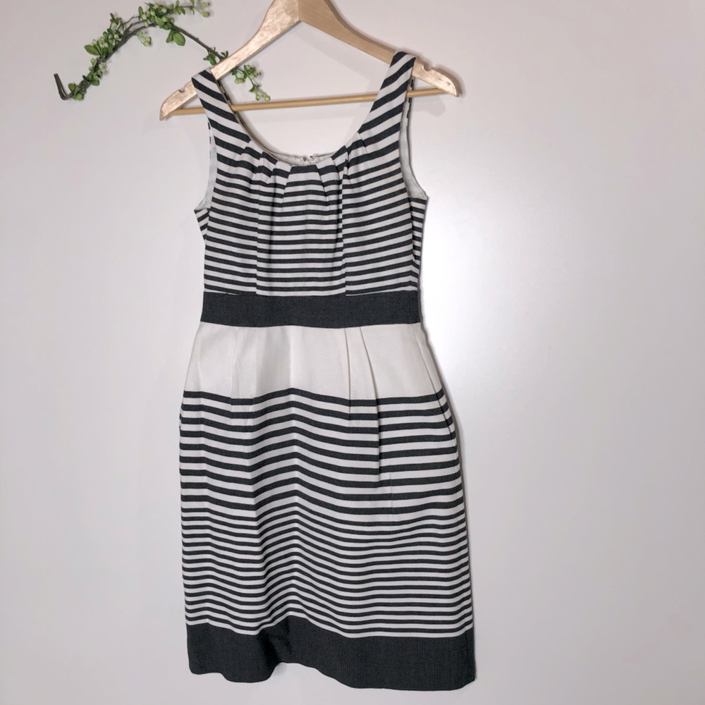 Banana Republic Stripe Structure Dress Black White